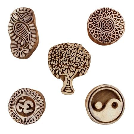 Set of 5 Piece New Mix Wooden Printing Blocks